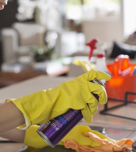 Maid cleaning stove top